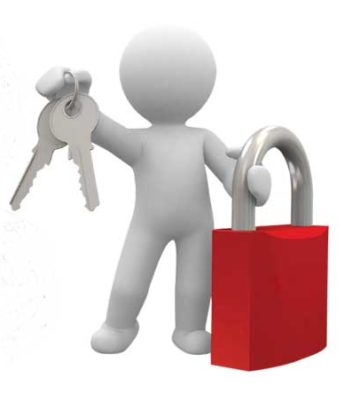 Locksmith for Cars, Home & Business white whitby locksmith figure holding keys and a padlock